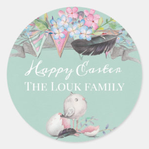 Happy Easter Vintage Favour Classic Round Sticker