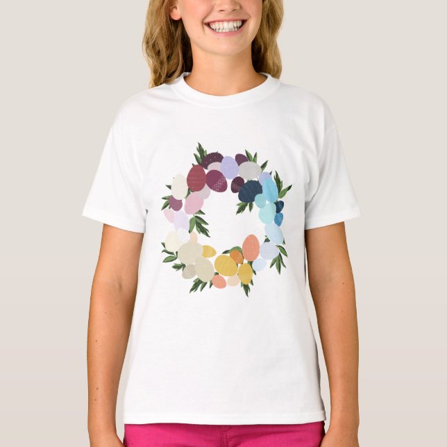 Happy Easter. Vintage Holiday Wreathe.  T-Shirt (Front)