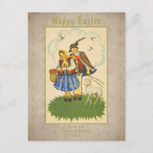 Happy Easter Vintage Lamb Custom Text Holiday Postcard