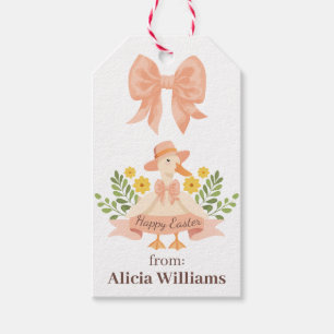 Happy Easter Vintage pink Silly Goose bow Gift Tags
