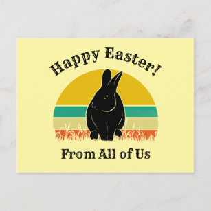 Happy Easter Vintage Sunset Bunny Silhouette Postcard