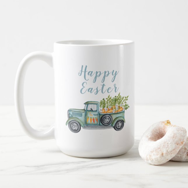 Happy Easter Vintage Truck Coffee Mug (With Donut)