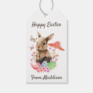 Happy Easter Watercolor Bunny And Easter Eggs Gift Tags