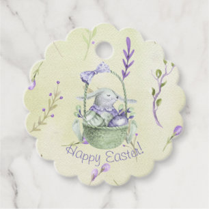 Happy Easter! Watercolor Bunny and Egg Basket Favour Tags