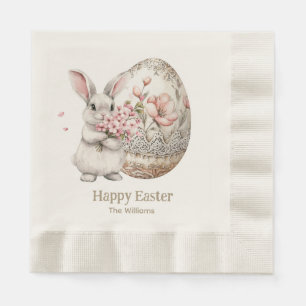 Happy Easter Watercolor Bunny Napkin
