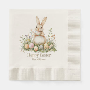 Happy Easter Watercolor Bunny Napkin