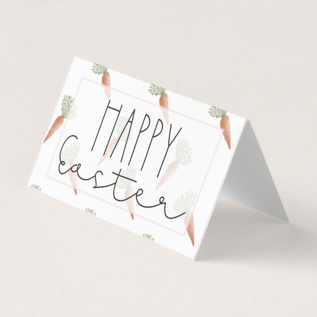 Happy Easter Watercolor Carrots Goodie Bag Topper Business Card (Front)