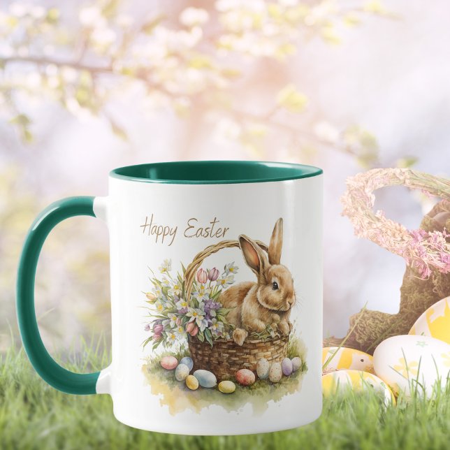 Happy Easter Watercolor Easter Bunny Coffee Mug (Creator Uploaded)