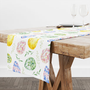 Happy Easter Watercolor Eggs  Long Table Runner