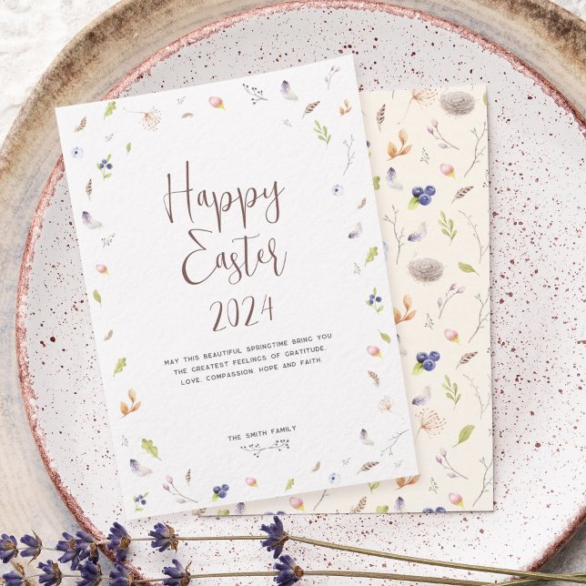 Happy Easter Watercolor Flat Holiday Card (Creator Uploaded)
