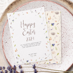 Happy Easter Watercolor Flat Holiday Card