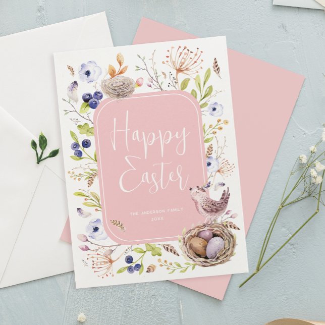 Happy Easter Watercolor Flat Holiday Card (Creator Uploaded)