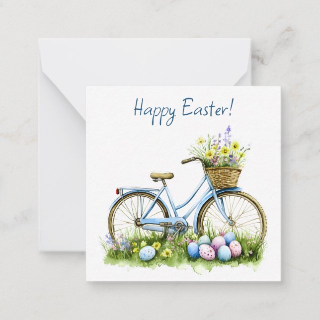Happy Easter Watercolor Flat Note Card (Front)