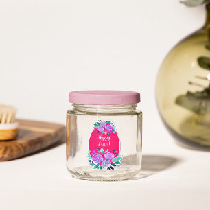 Happy Easter watercolor floral pink egg