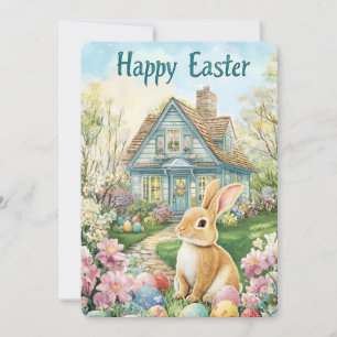 Happy Easter Watercolor Holiday Postcard