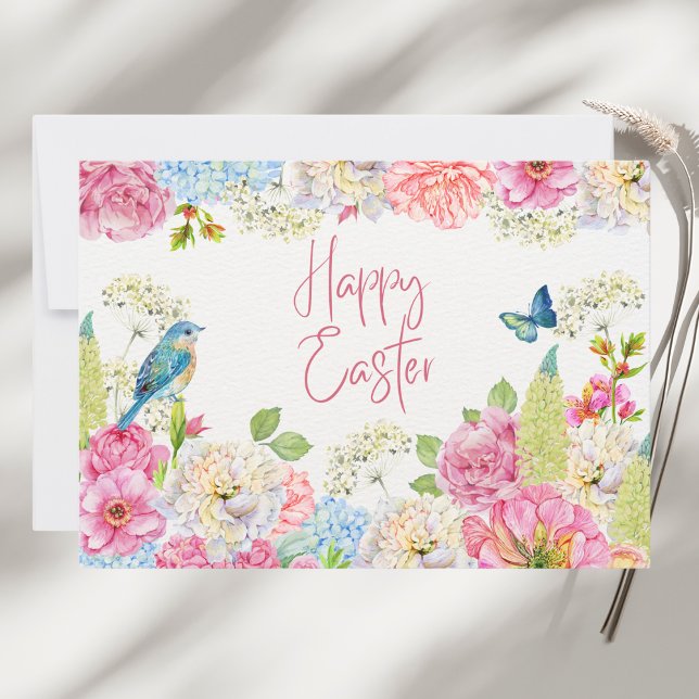 Happy Easter Watercolor Spring Floral Card (Creator Uploaded)