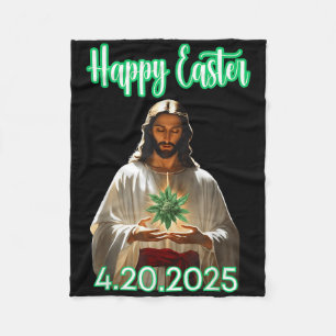 Happy Easter Weed Easter Jesus 2025  Fleece Blanket
