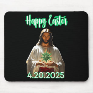 Happy Easter Weed Easter Jesus 2025 Mouse Pad