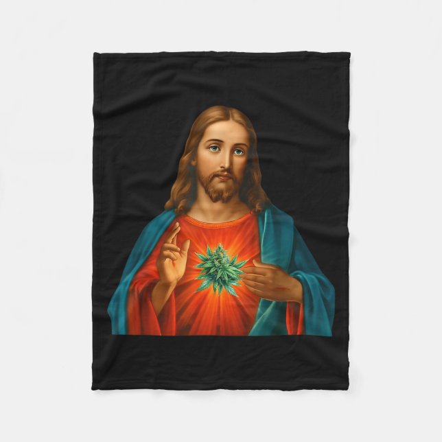 Happy Easter Weed Jesus 2026  Fleece Blanket (Front)