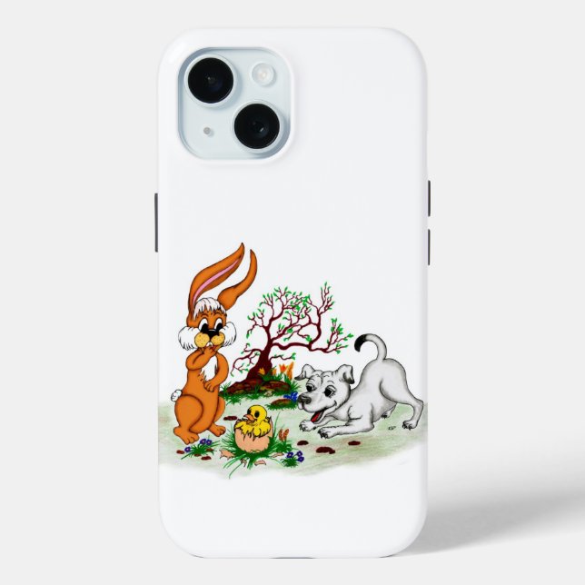 Happy Easter! Welpe, Küken, Hase Case-Mate iPhone Case (Back)