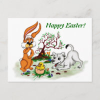 Happy Easter! Welpe, Küken, Hase
