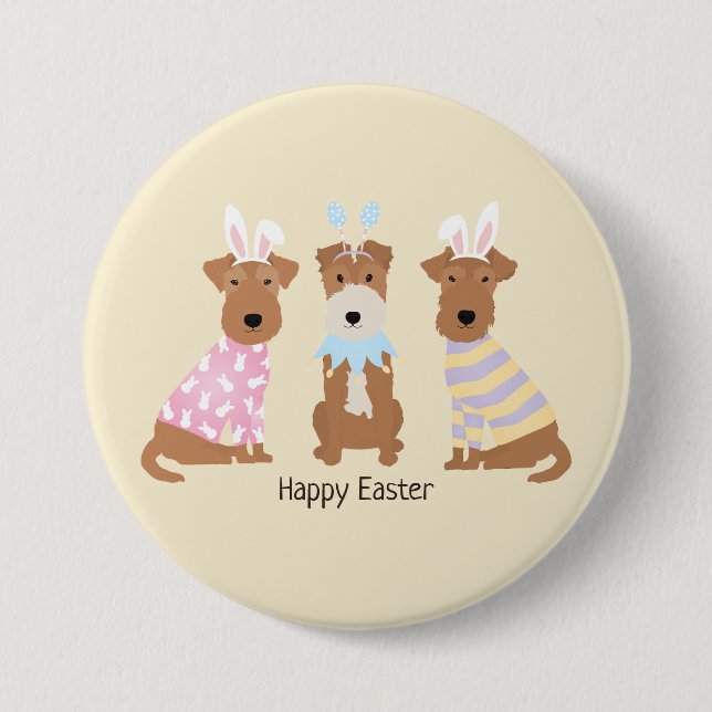 Happy Easter Welsh Terrier Dogs 7.5 Cm Round Badge (Front)