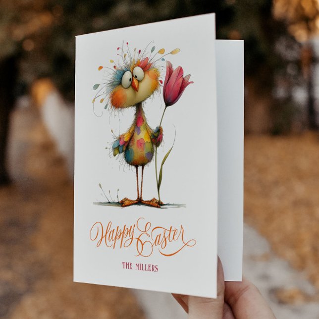 Happy Easter Whimsical Easter Chicken Illustration Thank You Card (Creator Uploaded)