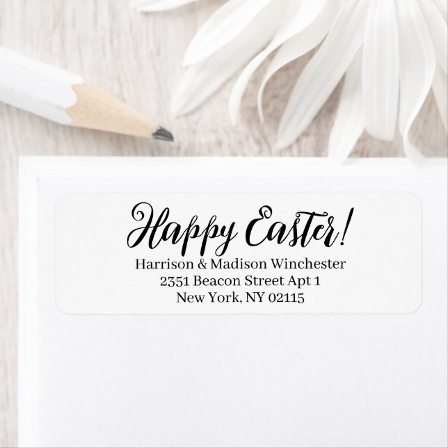Happy Easter white black calligraphy address (Insitu)
