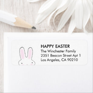 Happy Easter white black cute bunny address
