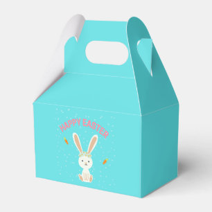 Happy Easter white bunny on blue Favour Box