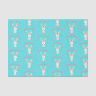 Happy Easter white bunny on blue Tissue Paper