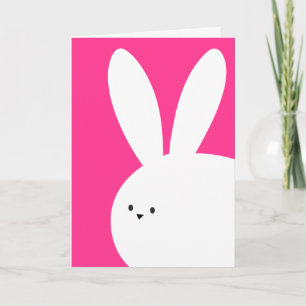 Happy Easter White Bunny Rabbit Card
