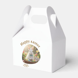Happy Easter white bunny year photo family name Favour Box