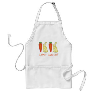 Happy Easter White Chocolate Bunny Rabbit Carrot Standard Apron