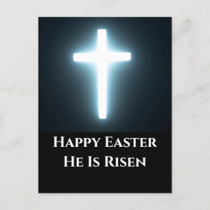 Happy Easter White Cross Church Sunday Service Holiday Postcard