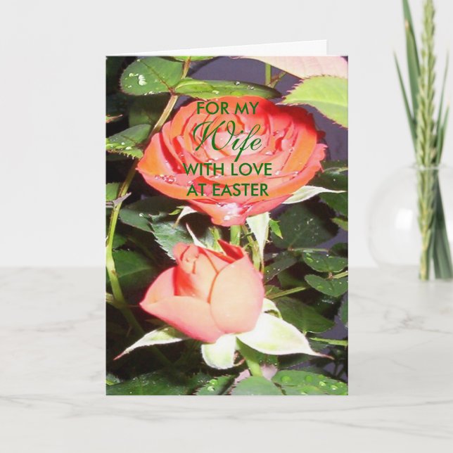 Happy Easter Wife Card - Roses (Front)