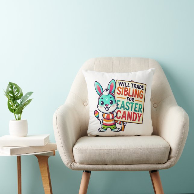 Happy Easter Will Trade Siblings For Easter Candy Cushion (Chair)