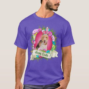 Happy Easter Wire Fo Terrier Wearing Bunny Ear Egg T-Shirt