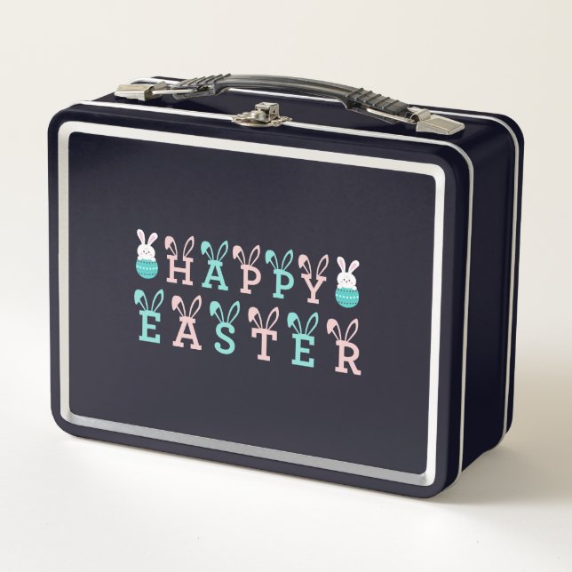 Happy Easter Wishes - Funny Bunny Easter       Metal Lunch Box (Front)