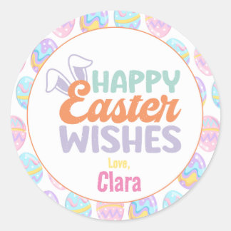 Happy Easter Wishes Pastel Classic Round Sticker