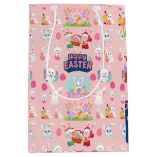 Happy Easter Wishes - Pattern Funny Bunny Easter   Medium Gift Bag