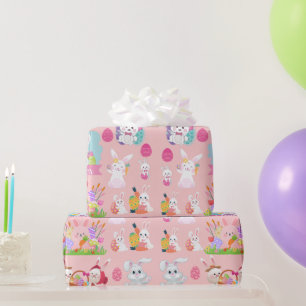 Happy Easter Wishes - Pattern Funny Bunny Easter Wrapping Paper