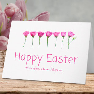 Happy Easter Wishing You Beautiful Spring Flowers Holiday Card
