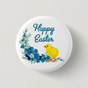 Happy Easter With a Baby Chick 3 Cm Round Badge