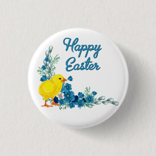 Happy Easter With a Baby Chick 3 Cm Round Badge