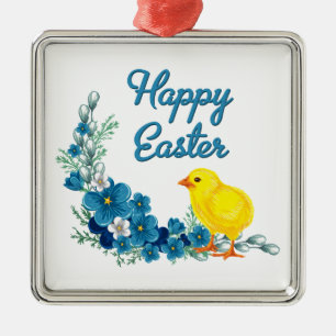 Happy Easter With a Baby Chick Metal Tree Decoration