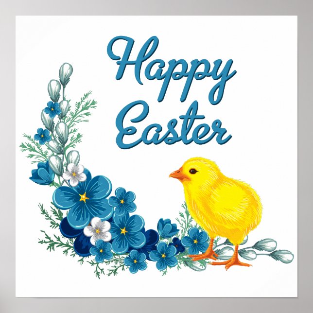 Happy Easter With a Baby Chick Poster (Front)