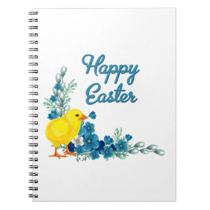 Happy Easter With a Baby Chick Spiral Notebook