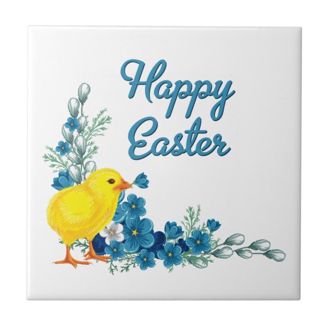 Happy Easter With a Baby Chick Tile (Front)