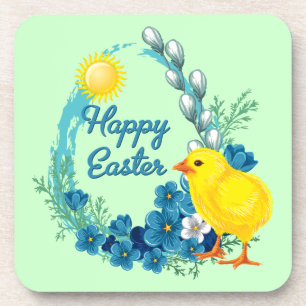 Happy Easter With Baby Chick Coaster